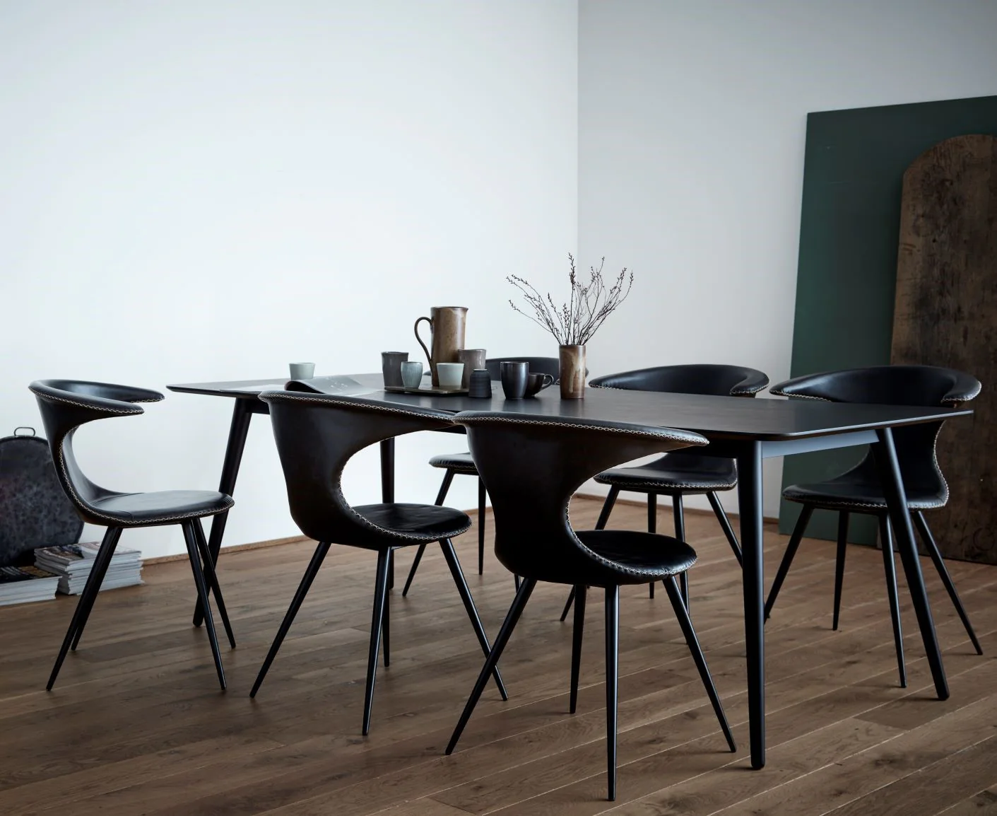 FLAIR Dining Chair - Art. Leather/Leather, Black Metal Legs - Image 4