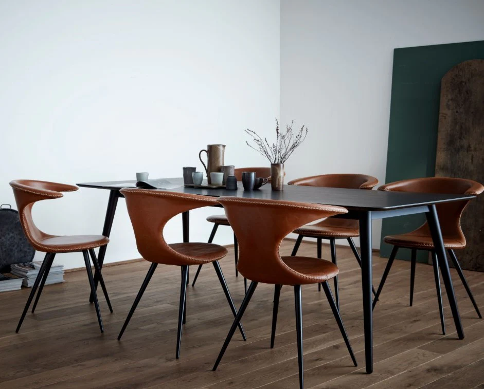 FLAIR Dining Chair - Art. Leather/Leather, Black Metal Legs - Image 7