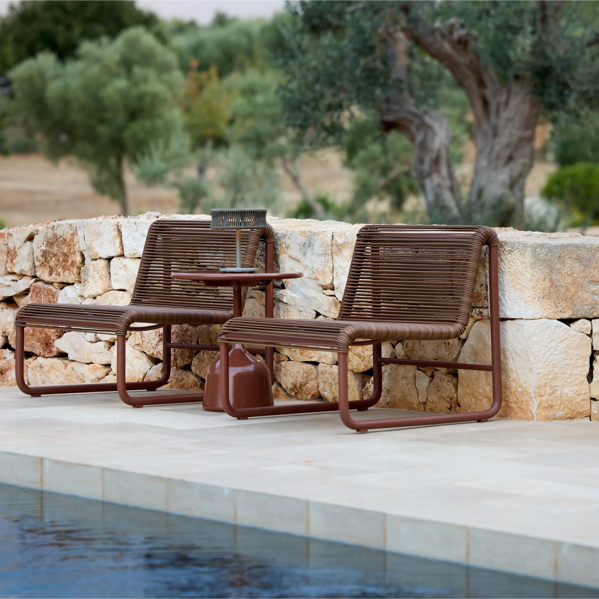 GLAZE Round Outdoor Coffee Table / Side Table - Stone & Aluminium - Image 12