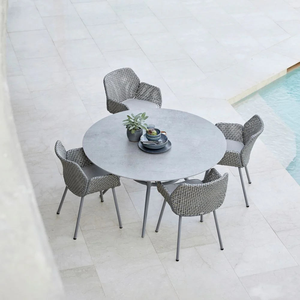 JOY Round Outdoor Table - Aluminium with Ceramic or Teak Top - Image 4